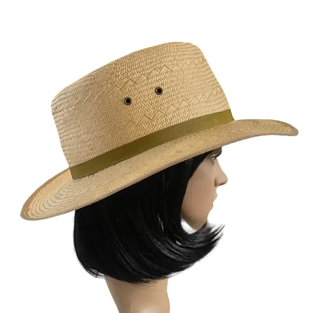 Puerto Fino Colombian Straw Hat Size 7 1/2 Tan Fedora